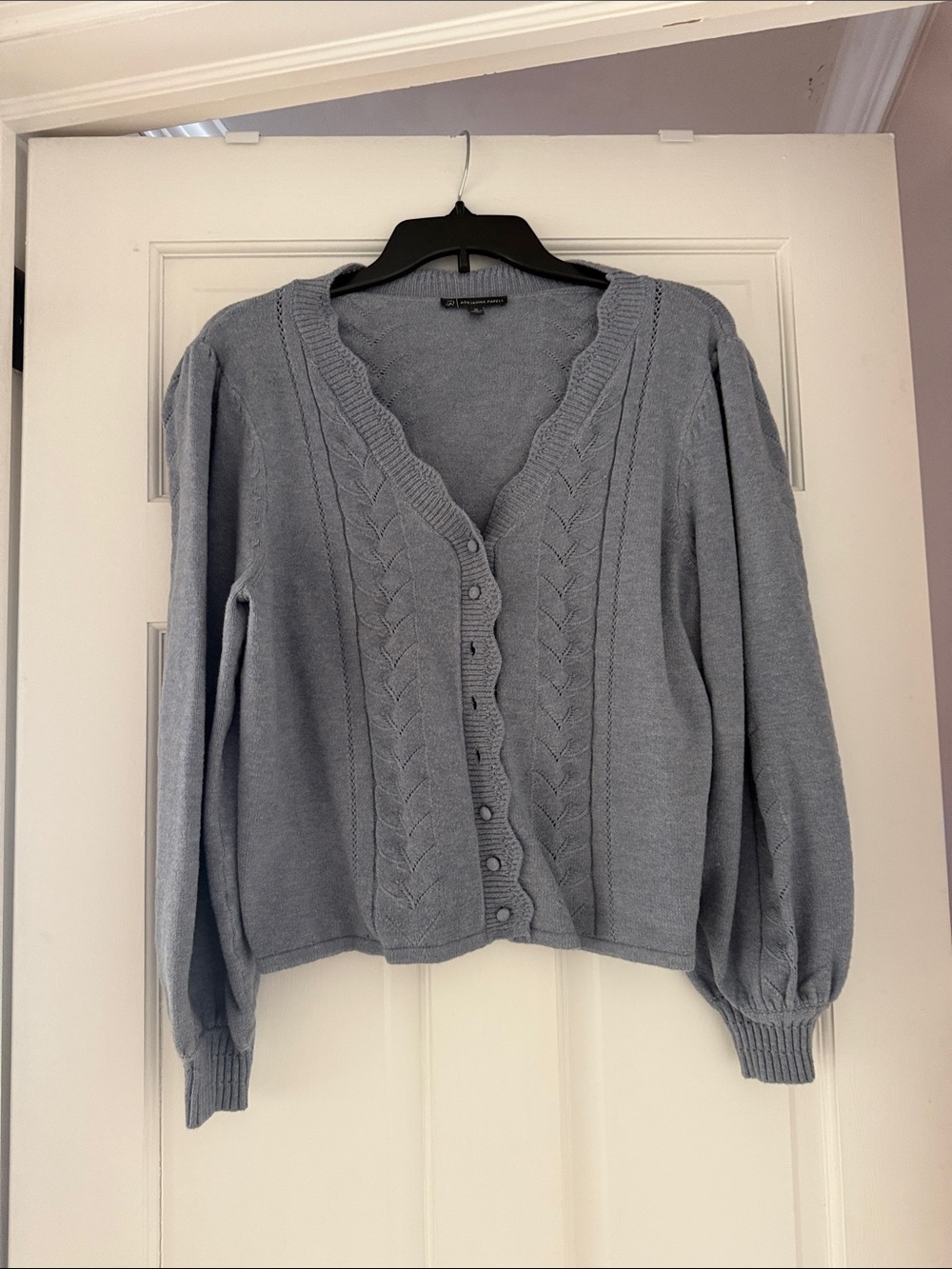 Adrianna Papell Light Blue Cable-Trim Cardigan
